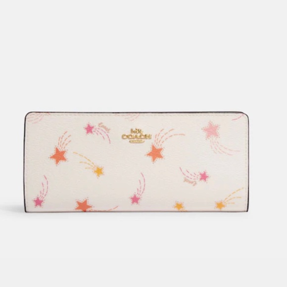 2-NWT: COACH Slim Zip Wallet (CF330)Cream Color With Shooting Stars Print. - Picture 1 of 6